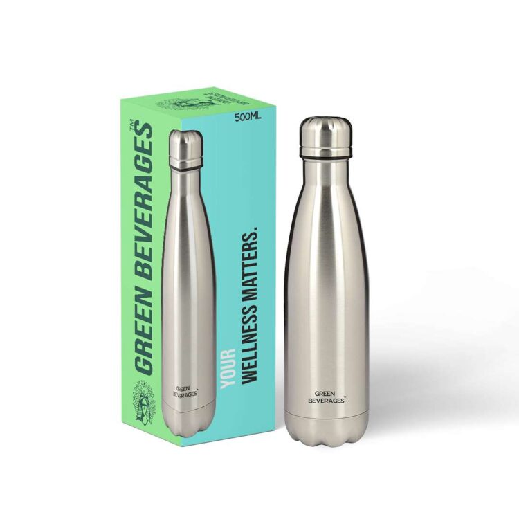 Green Beverages: Insulated steel bottle-silver 500ml